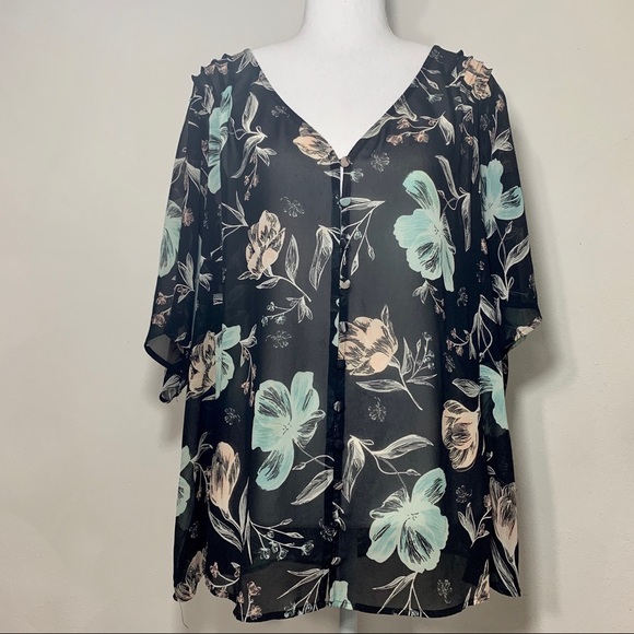 torrid Tops - Torrid Goodnight Floral Chiffon Button Front Top 2